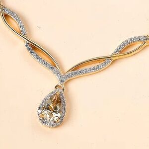Turkizite and Zircon Nexklace/Vermeil gold over sterling silver